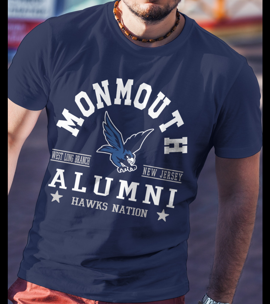 Monmouth College Alumni Hawks Nation West Long Branch New Jersey T-Shirt