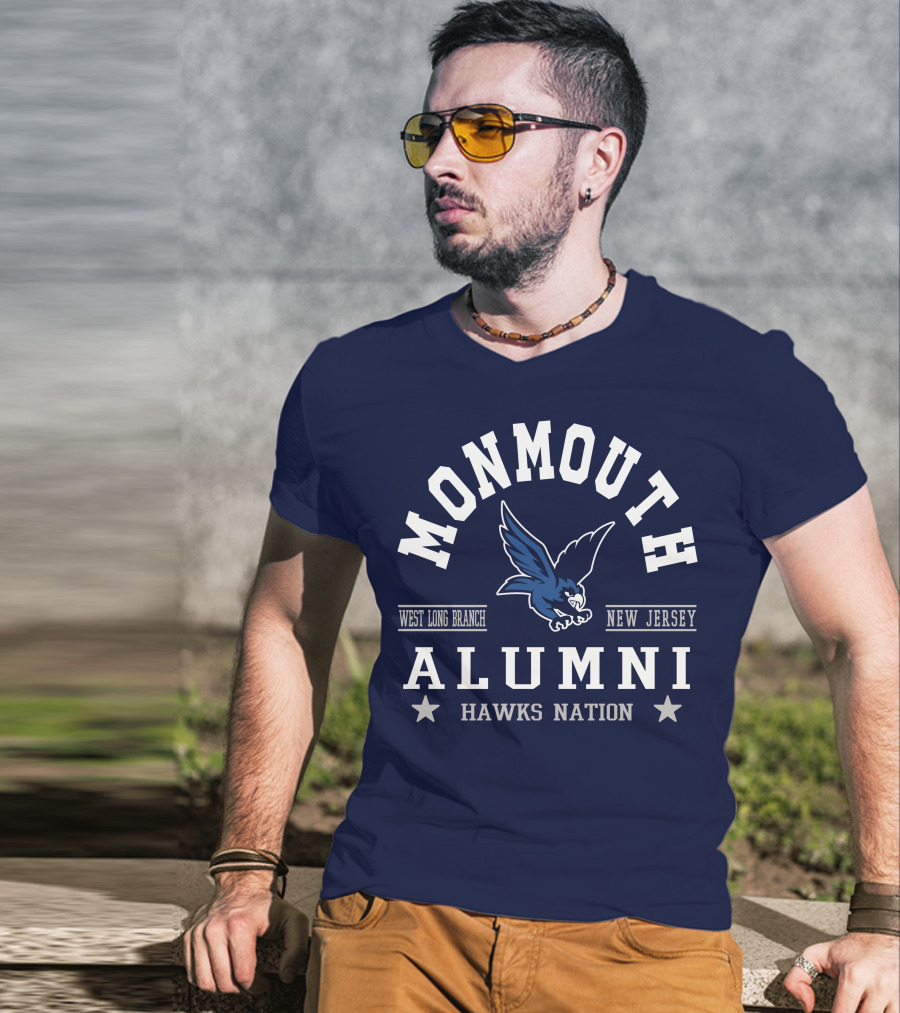 Monmouth College Alumni Hawks Nation West Long Branch New Jersey T-Shirt