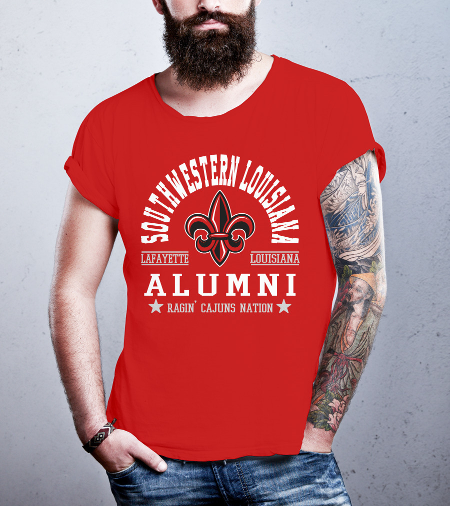 Southwestern Louisiana Alumni Ragin' Cajuns Nation Fleur-de-Lis Lafayette T-Shirt