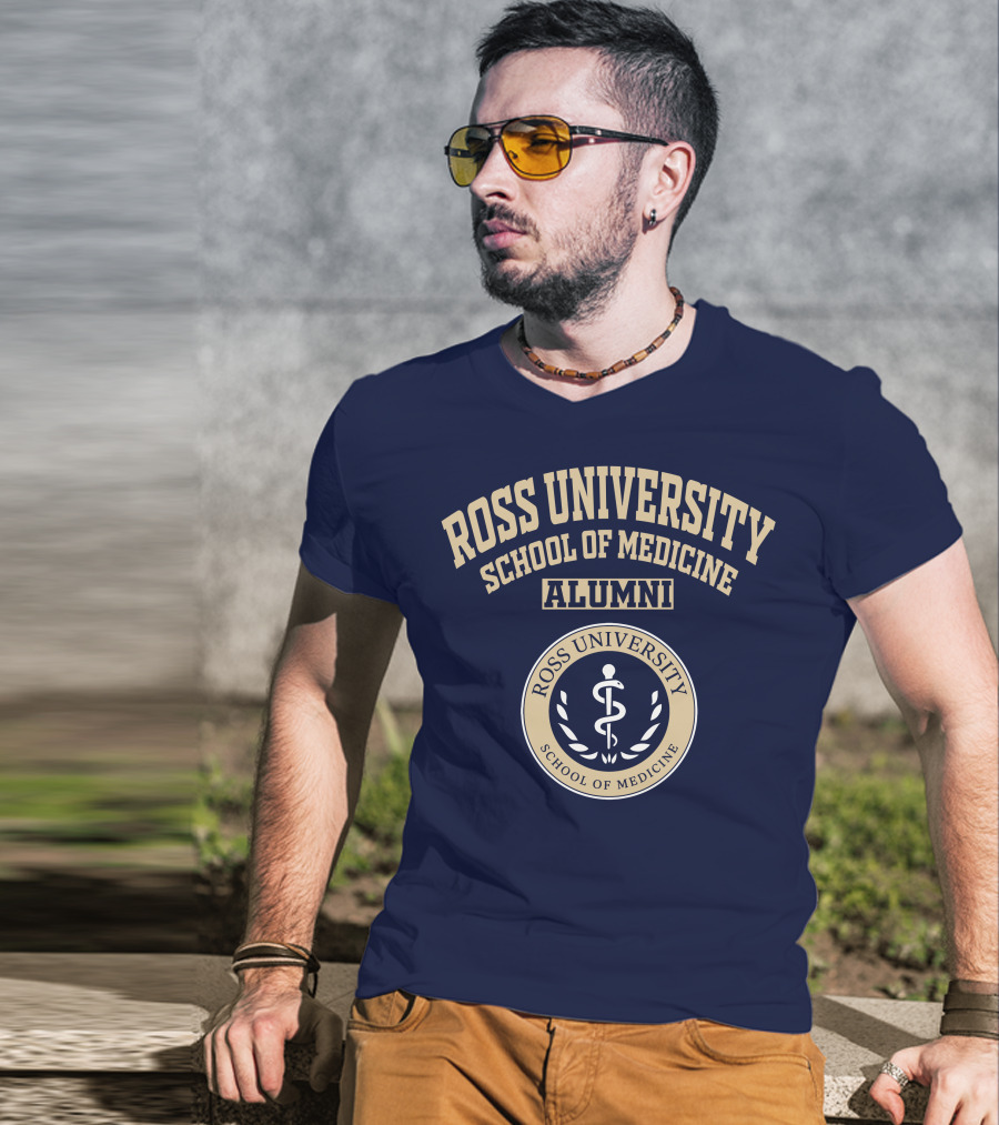 Ross University School Of Medicine Alumni Emblem With Caduceus T-Shirt