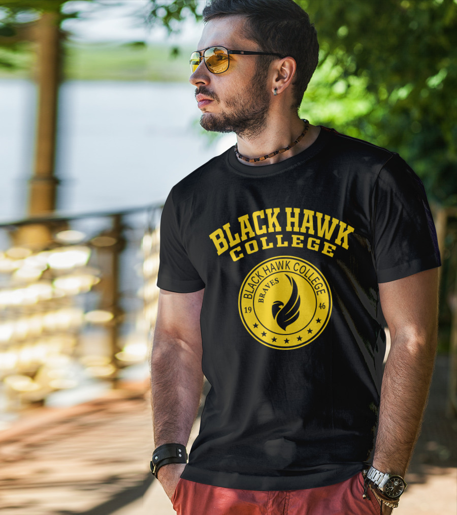 BLACK HAWK COLLEGE BRAVES 1946 STAR CREST T-Shirt