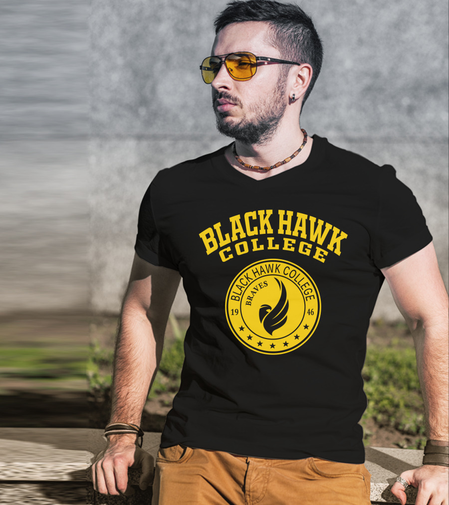 BLACK HAWK COLLEGE BRAVES 1946 STAR CREST T-Shirt