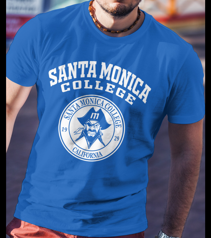 Santa Monica College California 1929 Pirate Logo Blue Background T-Shirt