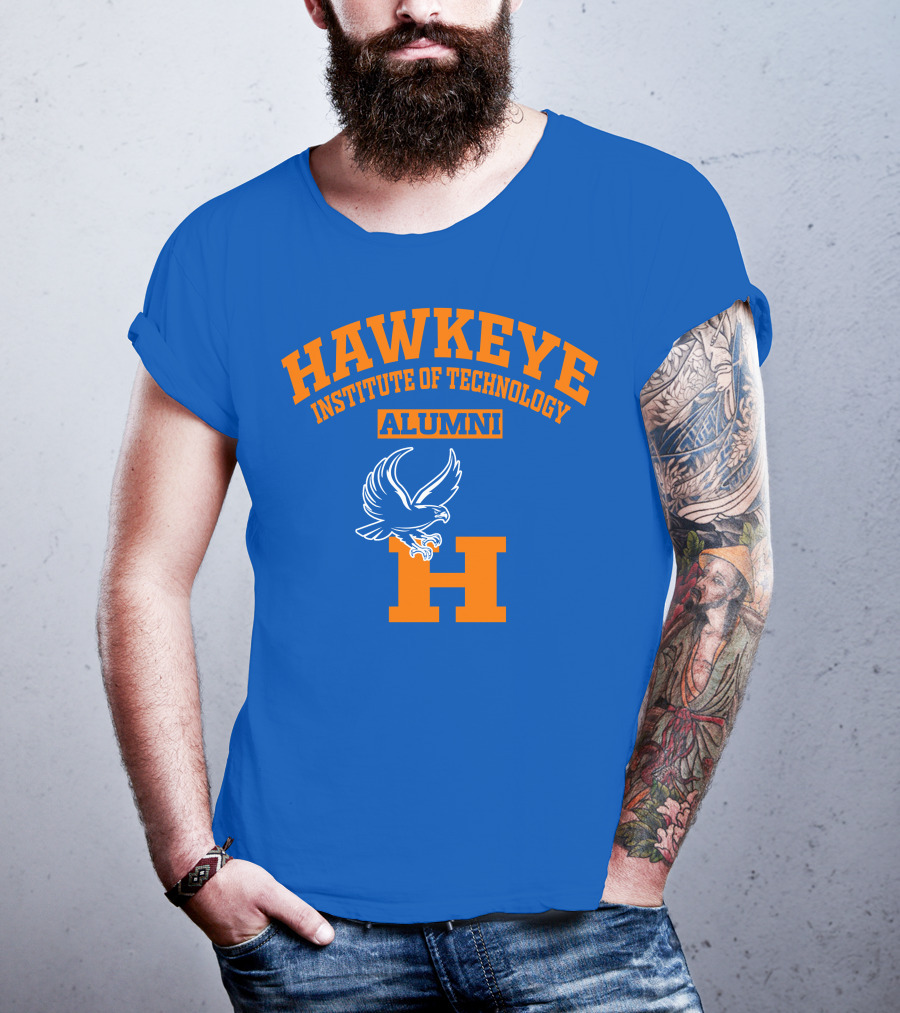 Hawkeye Institute Of Technology Alumni H Blue Orange Eagle T-Shirt