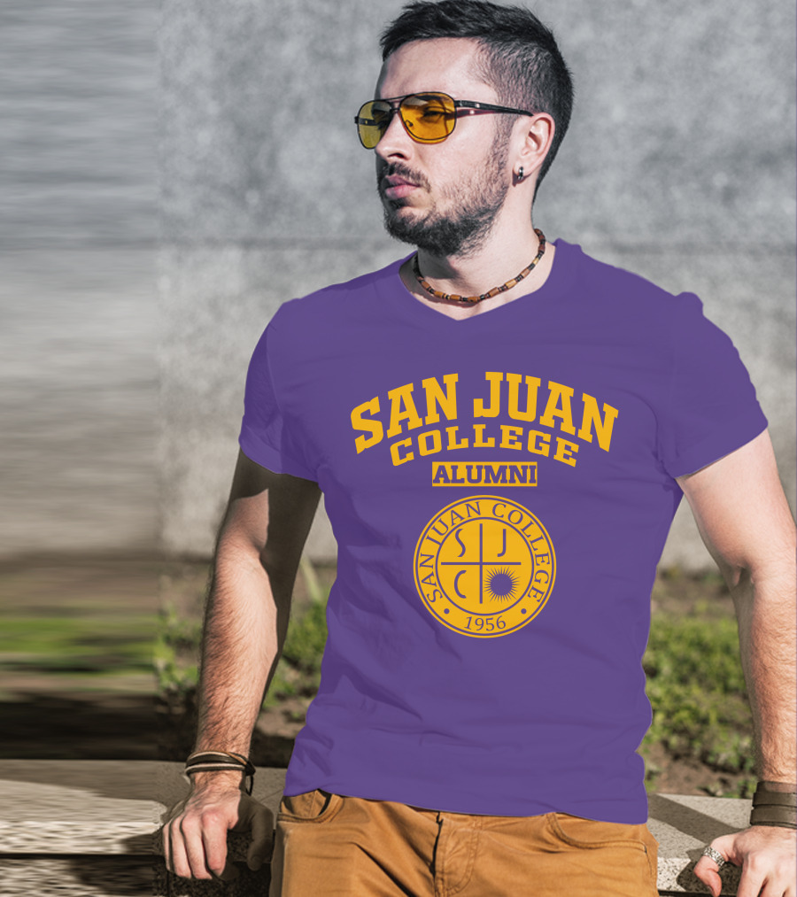 San Juan College Alumni 1956 SJC Emblem Purple Gold T-Shirt