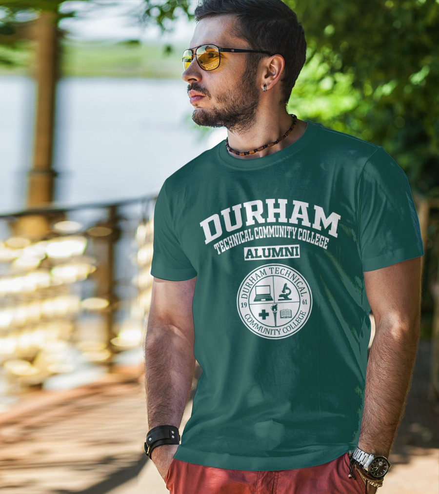 Durham Technical Community College Alumni Seal With Laptop Microscope Medical Book Icons T-Shirt