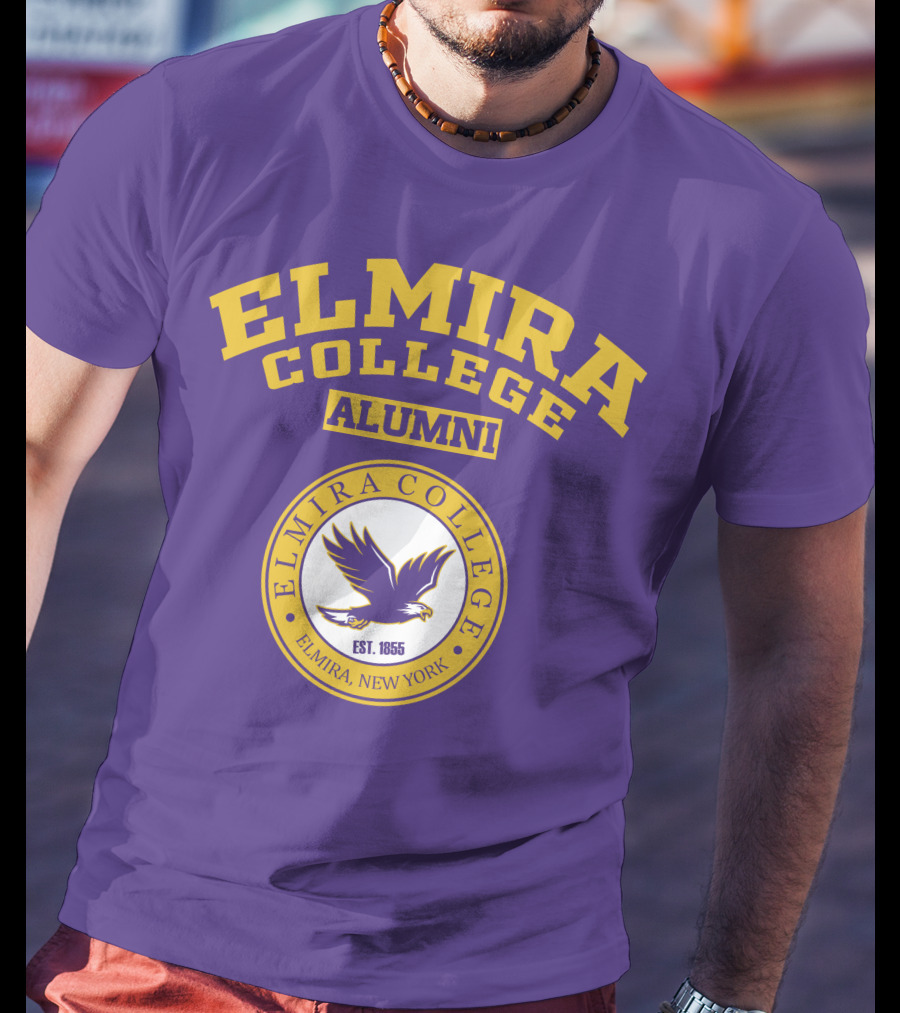 Elmira College Alumni Est. 1855 Purple And Gold Logo With Eagle Emblem T-Shirt