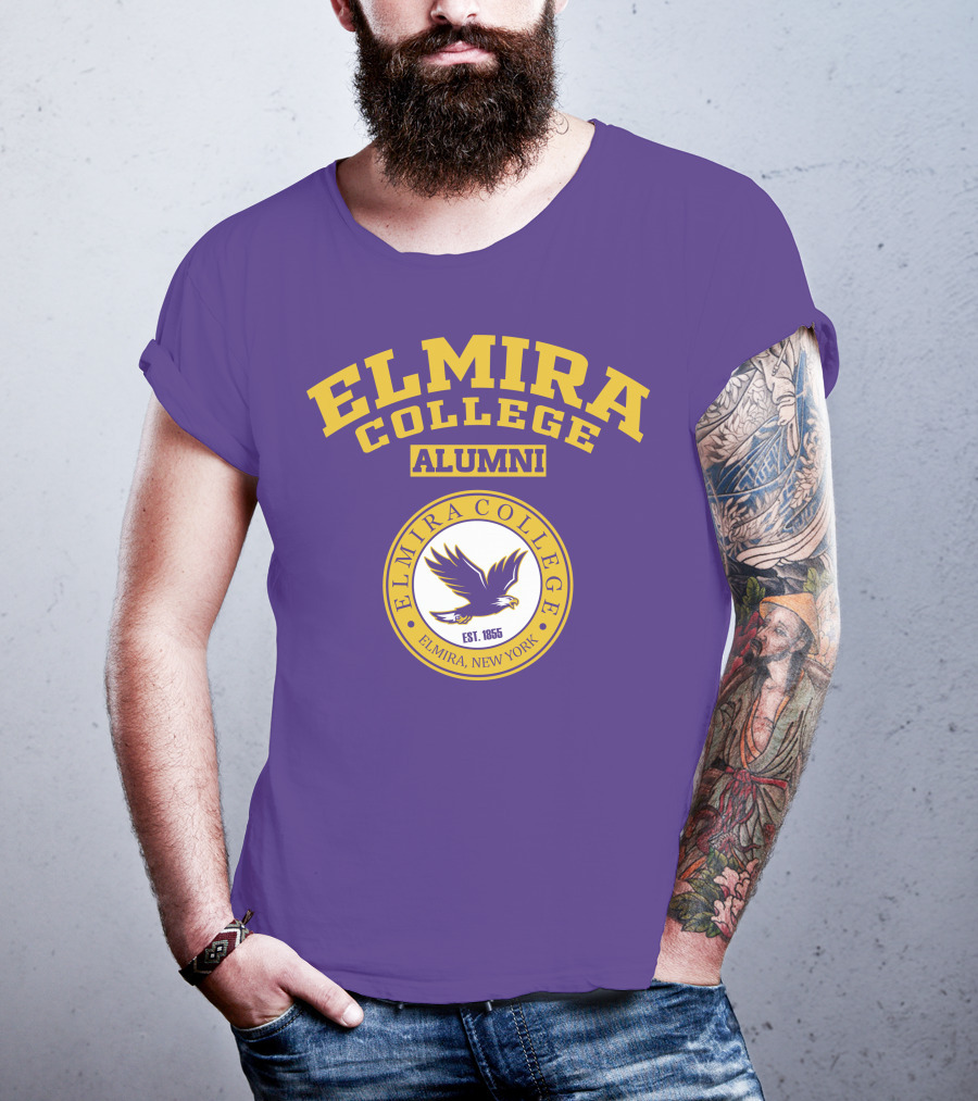 Elmira College Alumni Est. 1855 Purple And Gold Logo With Eagle Emblem T-Shirt