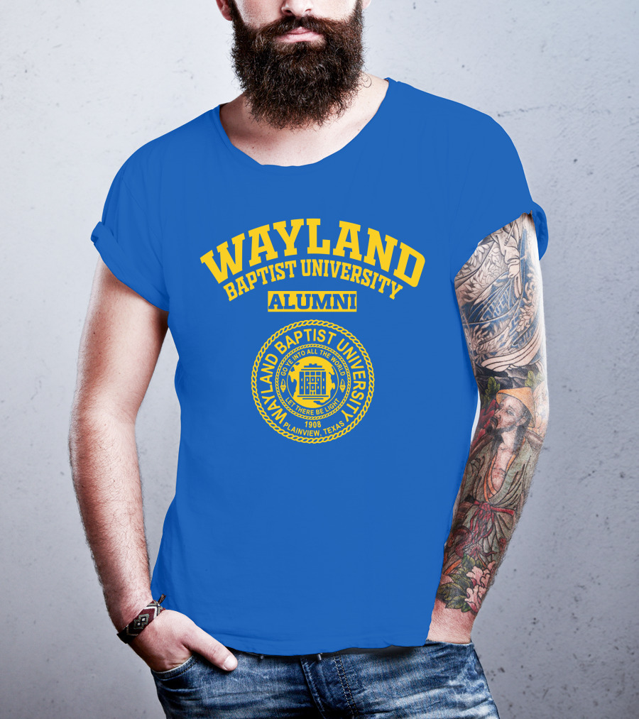 Wayland Baptist University Alumni Seal 1908 Plainview Texas Blue And Gold T-Shirt