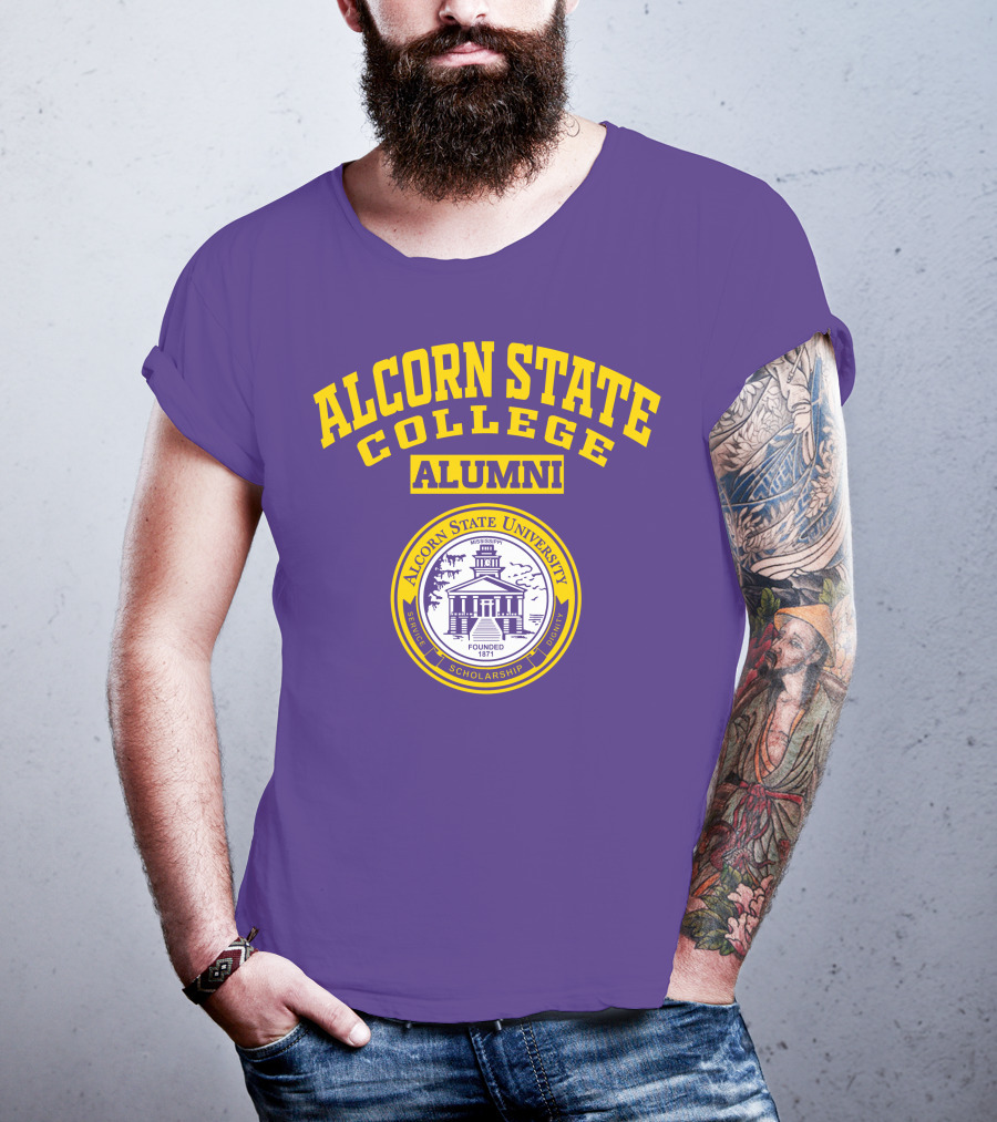 Alcorn State College Alumni Alcorn State University Badge Established 1871 Service Scholarship Dignity T-Shirt