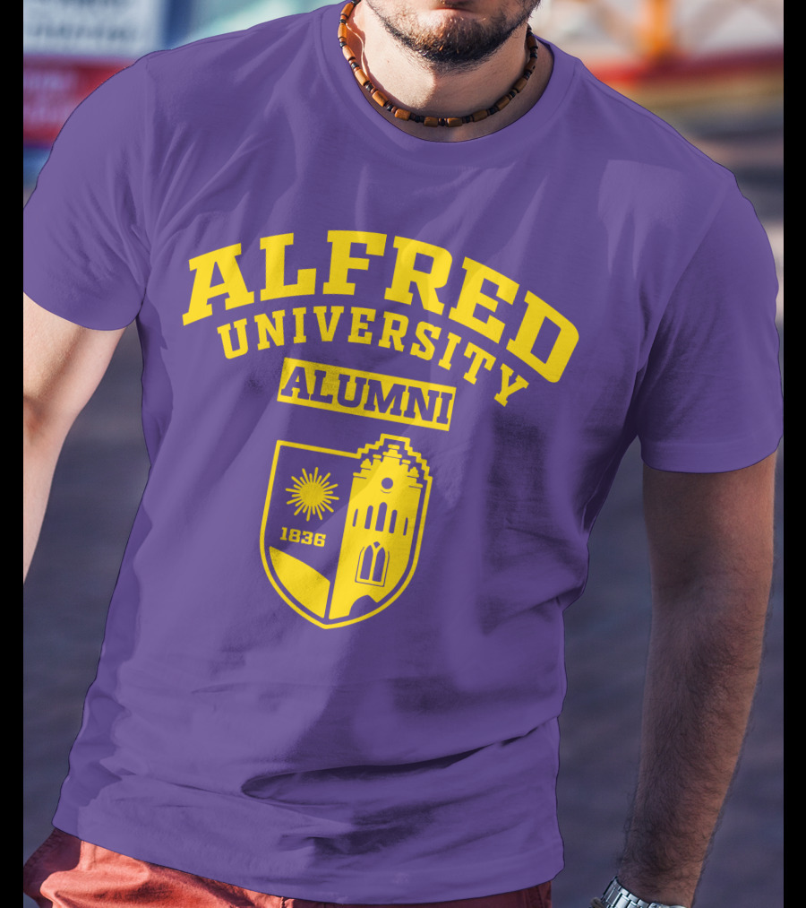Alfred University Alumni 1836 Purple And Yellow Crest T-Shirt
