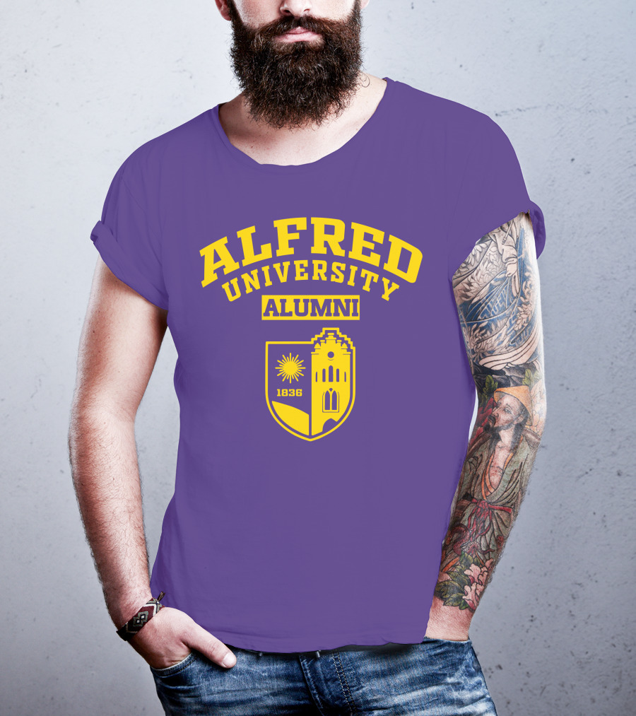 Alfred University Alumni 1836 Purple And Yellow Crest T-Shirt