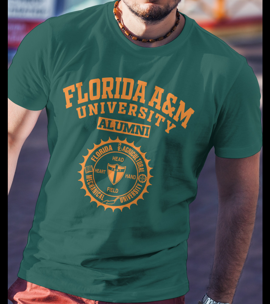 Florida A&M University Alumni 1887 Seal Head Heart Hand Field T-Shirt