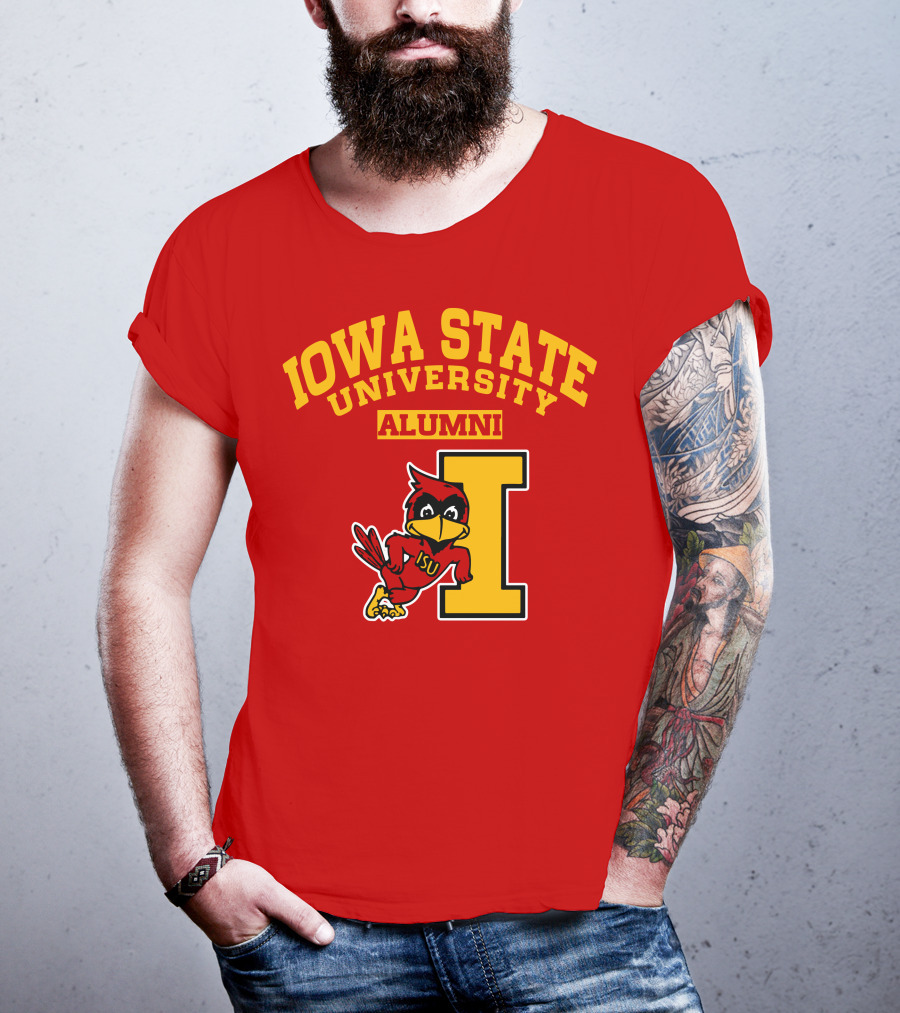 Iowa State University Alumni ISU Cardinal Mascot Block I T-Shirt