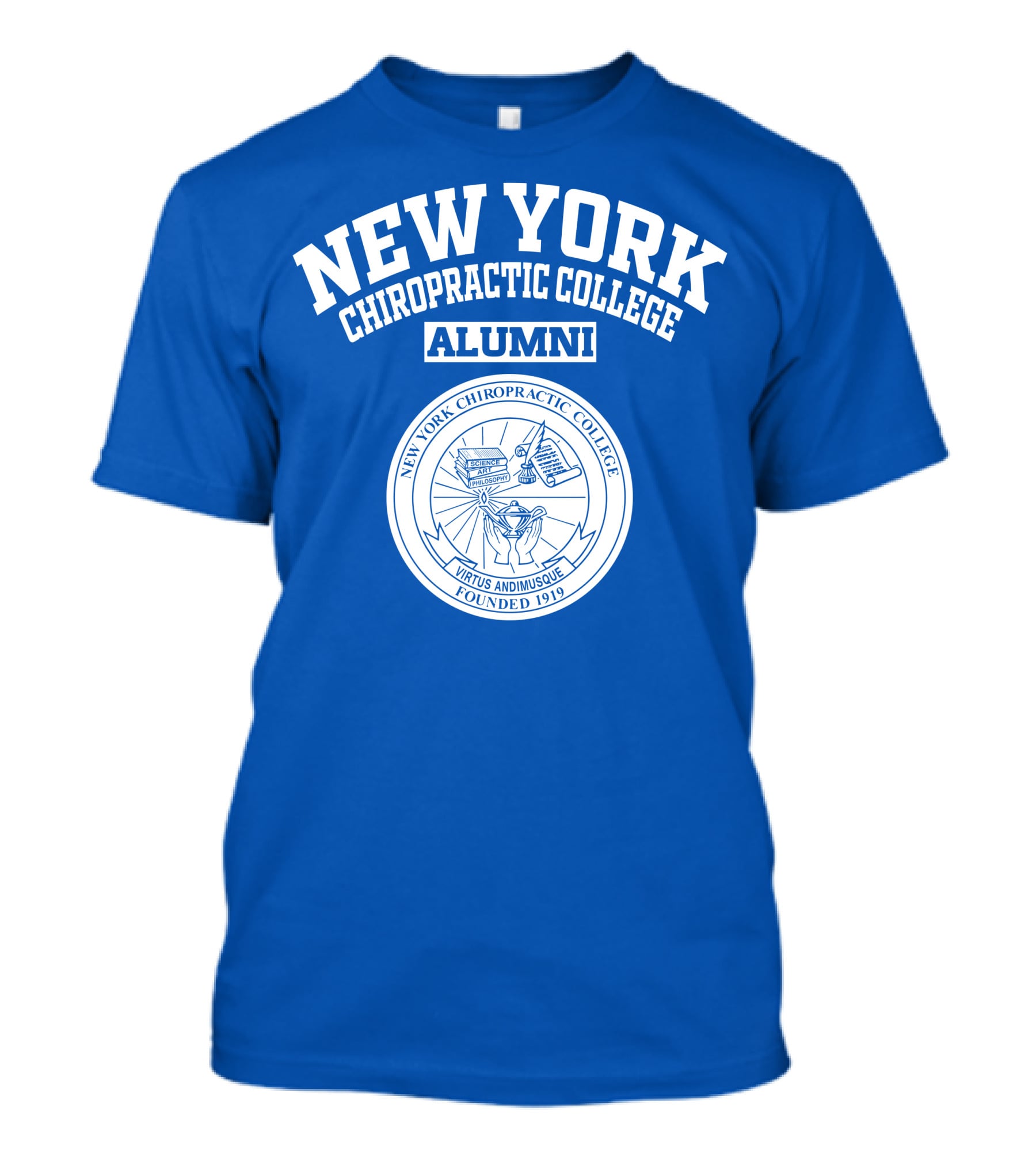 New York Chiropractic College Alumni Seal Founded 1919 Virtus Adimusque T-Shirt