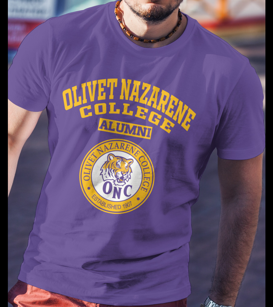 Olivet Nazarene College Alumni Tiger ONC Established 1907 Purple Yellow T-Shirt
