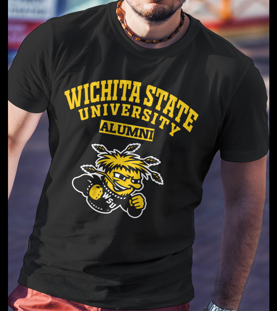 Wichita State University Alumni WSU Logo With WuShock Mascot T-Shirt