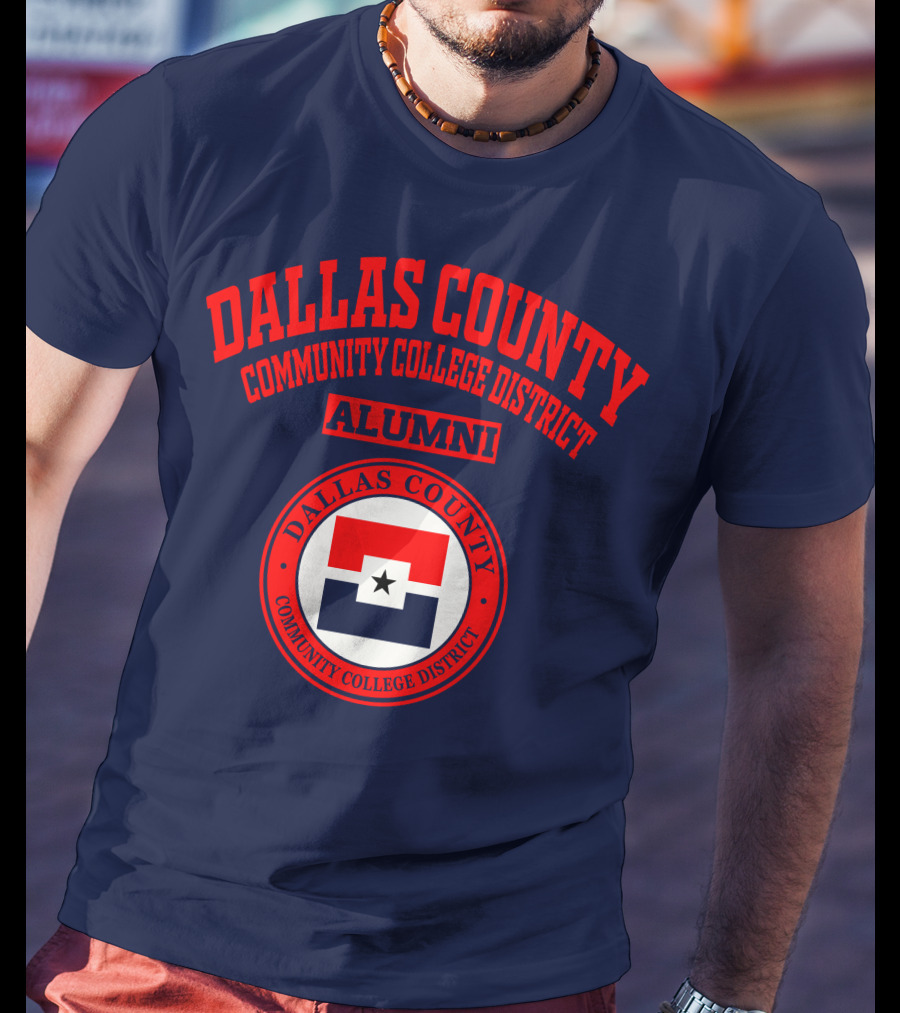 Dallas County Community College District Alumni Red And Navy Star Emblem T-Shirt