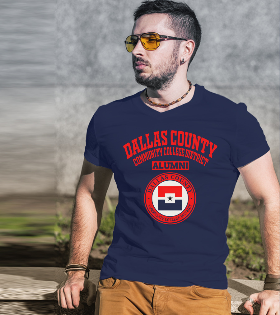 Dallas County Community College District Alumni Red And Navy Star Emblem T-Shirt