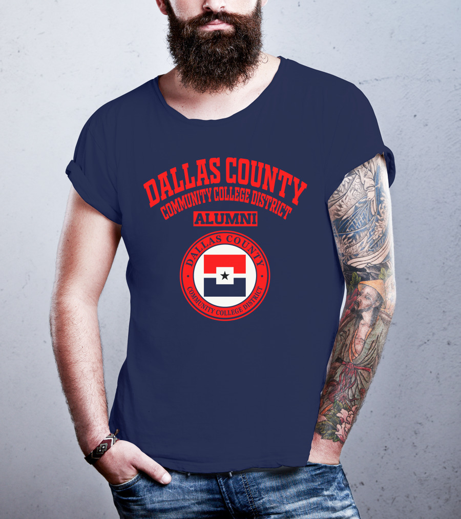 Dallas County Community College District Alumni Red And Navy Star Emblem T-Shirt