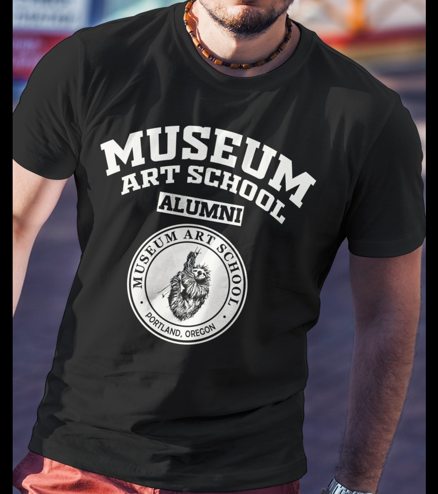 Museum Art School Alumni Portland Oregon Sloth Emblem T-Shirt