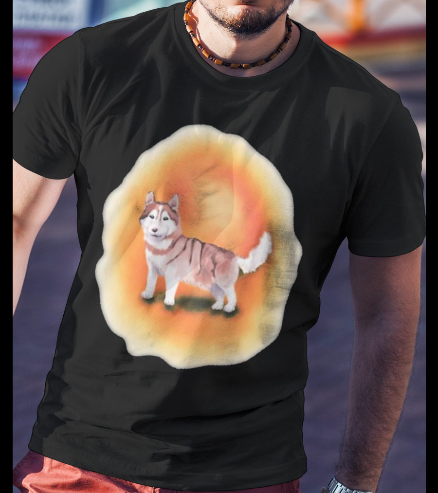 Upblissed ADHD Husky Roam As A Pack Vibrant Sunset Aura T-Shirt