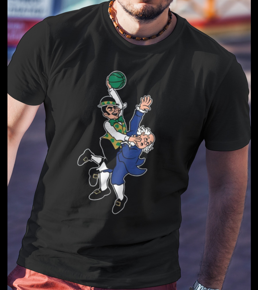 Bos Dunk Celtic Green Basketball Character With Historical Figure T-Shirt