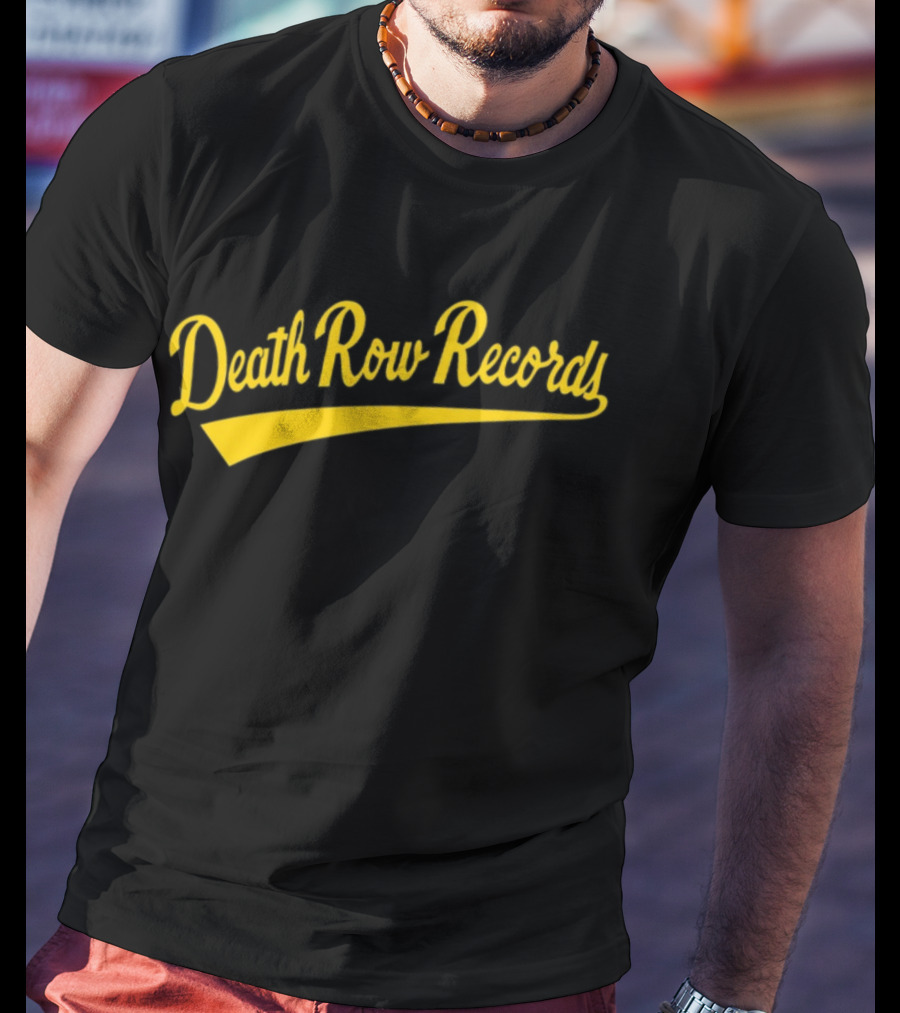 Death Row Records Baseball Style Yellow Script T-Shirt