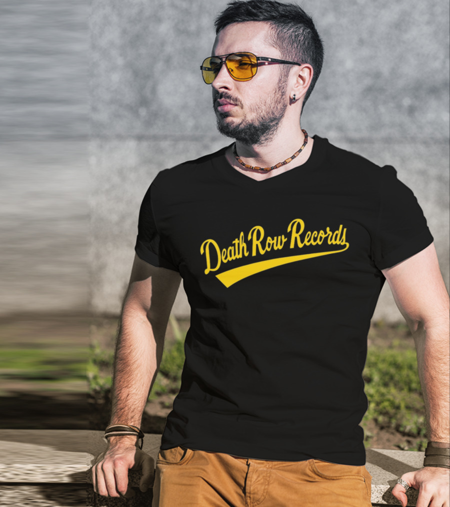Death Row Records Baseball Style Yellow Script T-Shirt