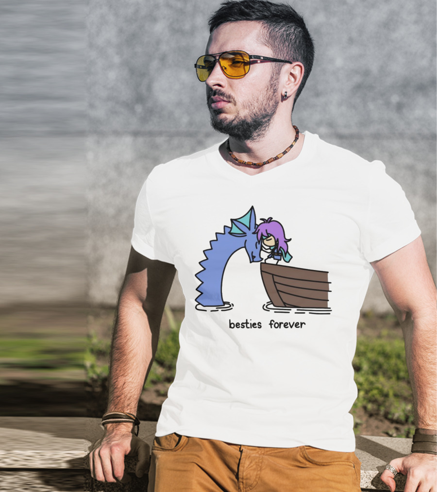 Kimchichickenbeer Faris And Syldra Besties Forever Best Friends With Dragon And Boat Scene T-Shirt