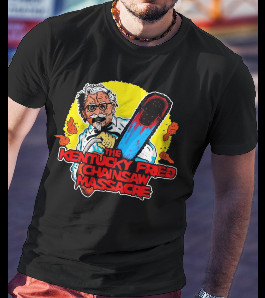 Colonel Sanders Chainsaw Parody Horror Crossover T-Shirt
