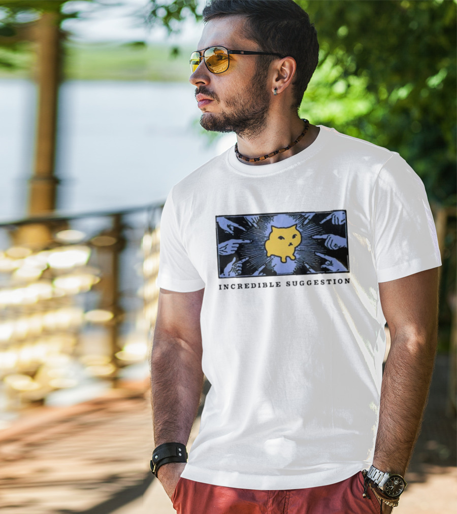 Incredible Suggestion Yellow Cat Surrounded By Pointing Fingers T-Shirt