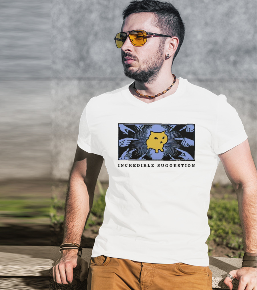Incredible Suggestion Yellow Cat Surrounded By Pointing Fingers T-Shirt