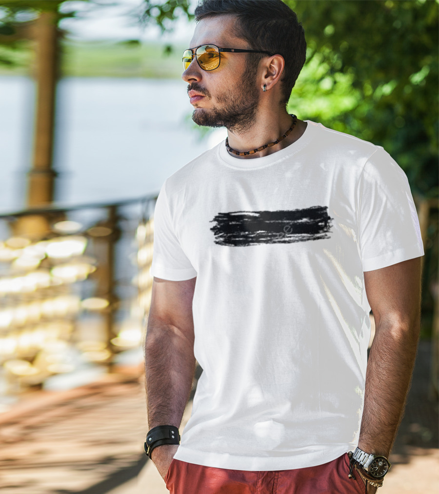 Teddysphotos Yellow Subtract Black Brushstroke Iconic T-Shirt