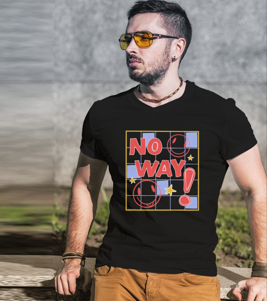 No Way Smile Faces Stars Pattern Nephyrus T-Shirt