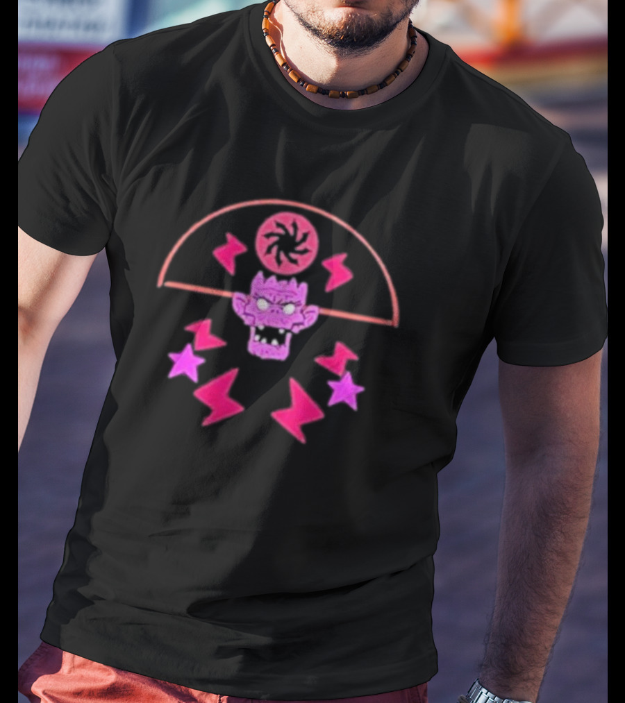 Gorillaz Merch Pink Cult Symbol Stars Lightning T-Shirt