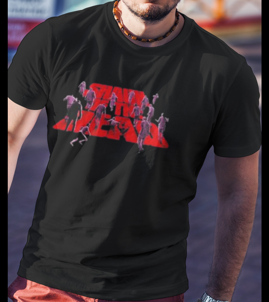 Shaun Of The Dead Zombie Horde Red Lettering T-Shirt