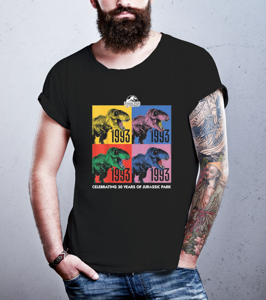30 Years Of Jurassic Park 1993 Pop Art Dinosaur T-Shirt