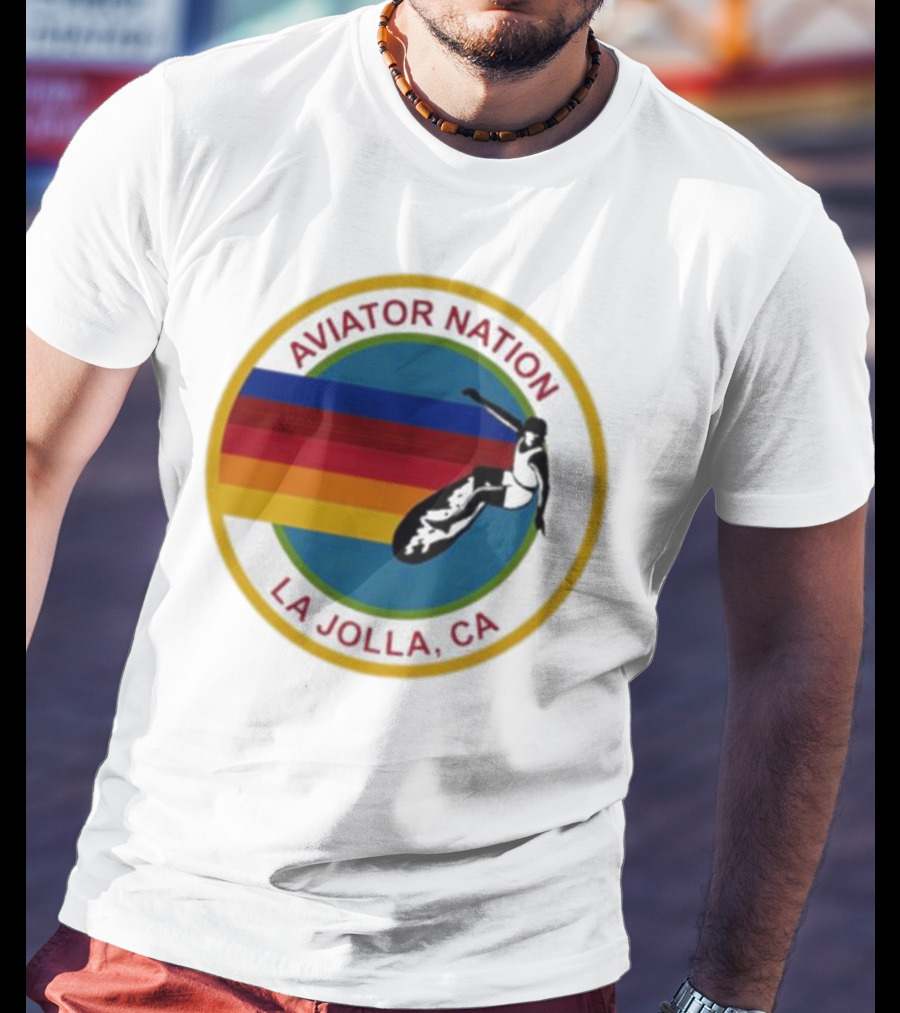 Aviator Nation La Jolla CA Surfing Rainbow T-Shirt