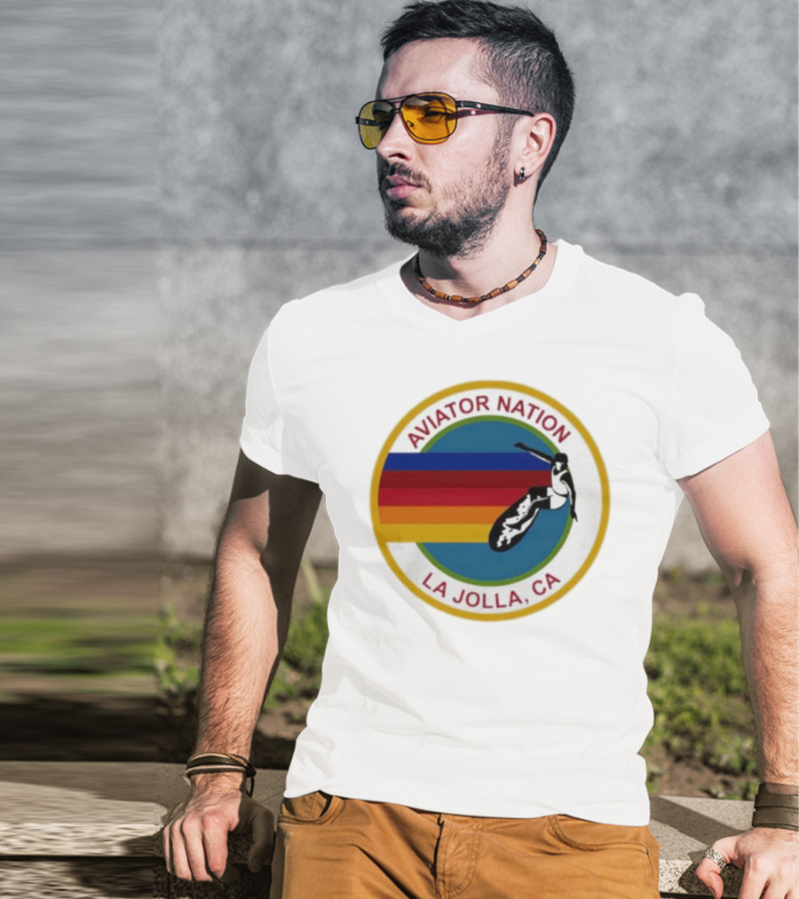 Aviator Nation La Jolla CA Surfing Rainbow T-Shirt