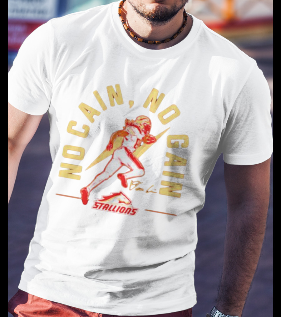 No Cain No Gain Birmingham Stallions Deon Cain T-Shirt
