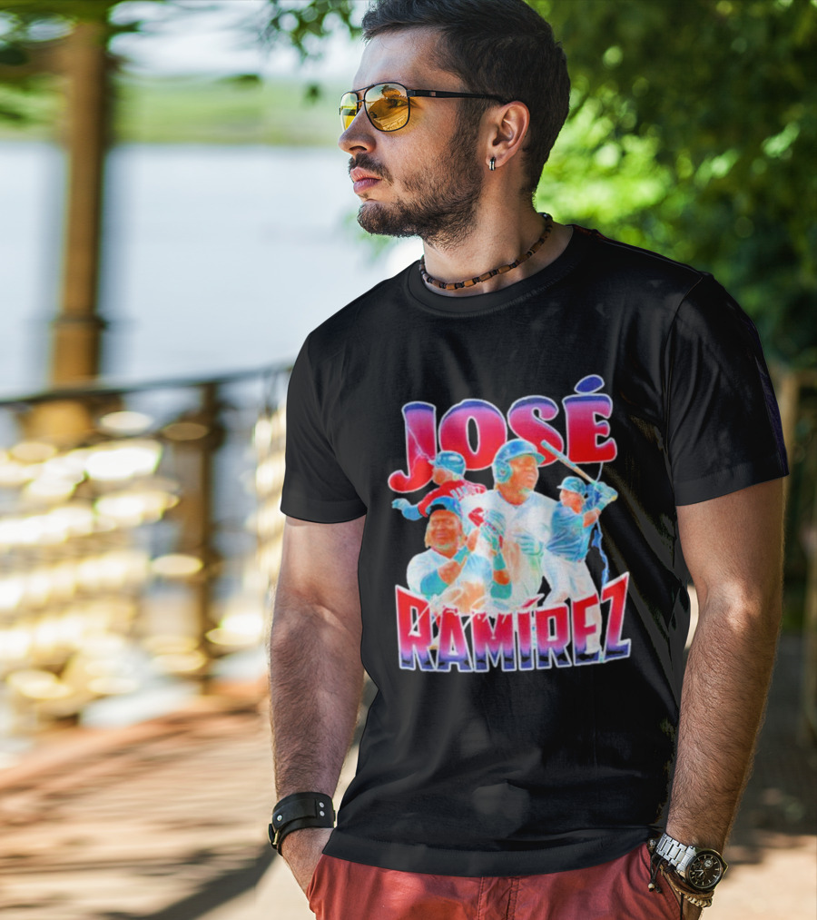 José Ramírez Signature Series Baseball Action Collage T-Shirt