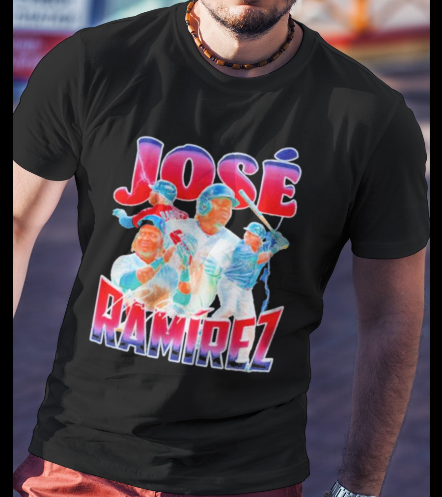 José Ramírez Signature Series Baseball Action Collage T-Shirt