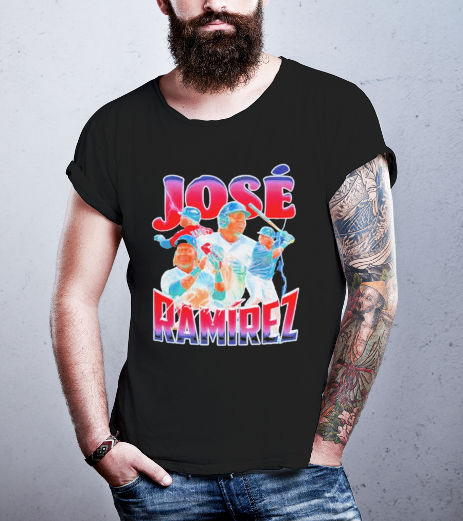 José Ramírez Signature Series Baseball Action Collage T-Shirt