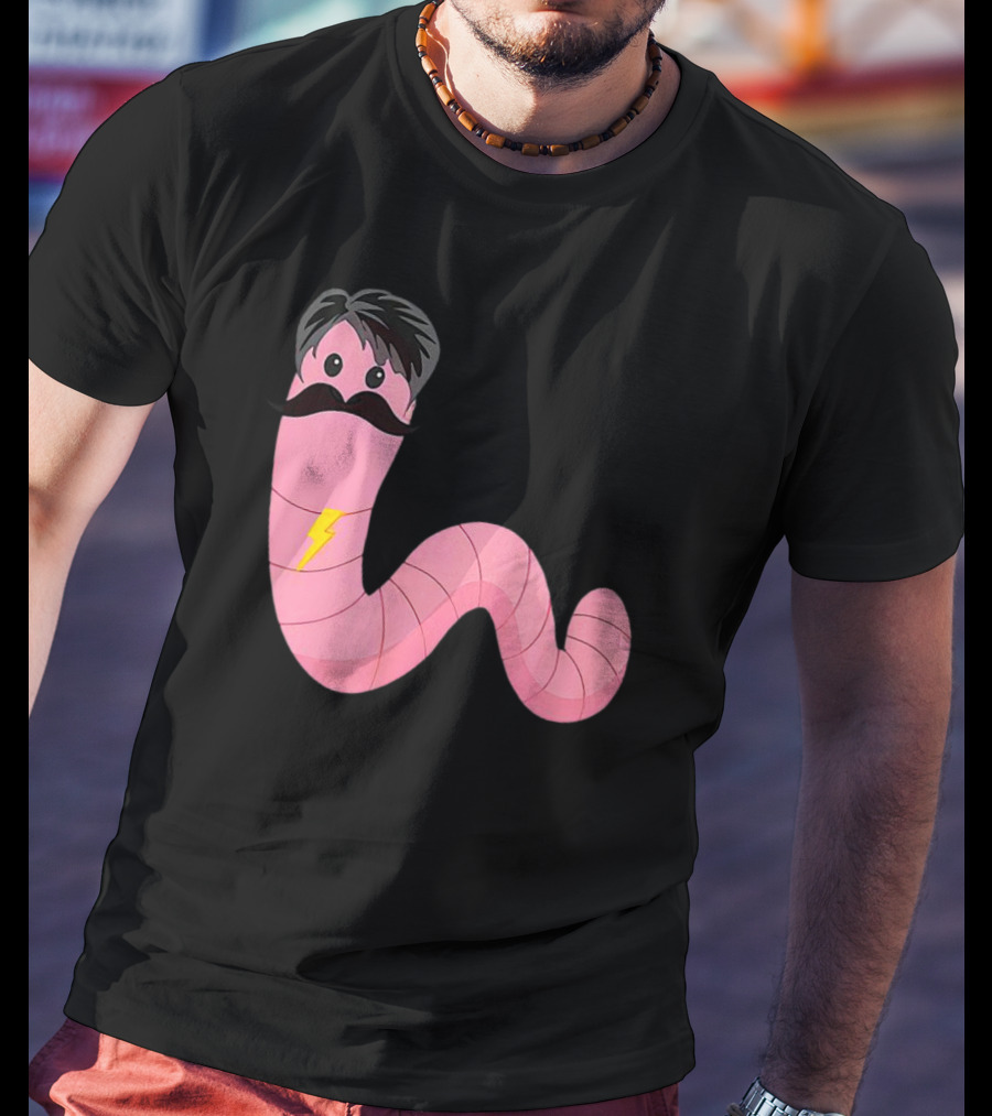 Worm With A Mustache James Tom Ariana Reality Lightning Bolt T-Shirt