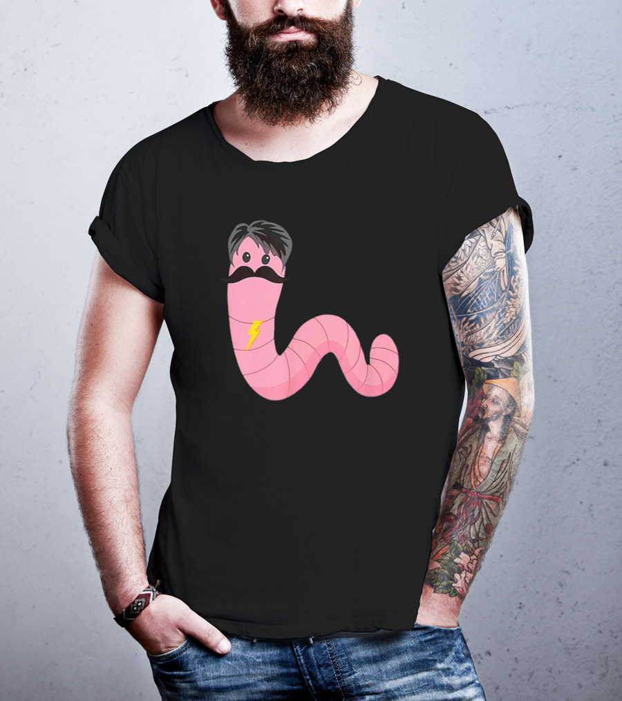 Worm With A Mustache James Tom Ariana Reality Lightning Bolt T-Shirt