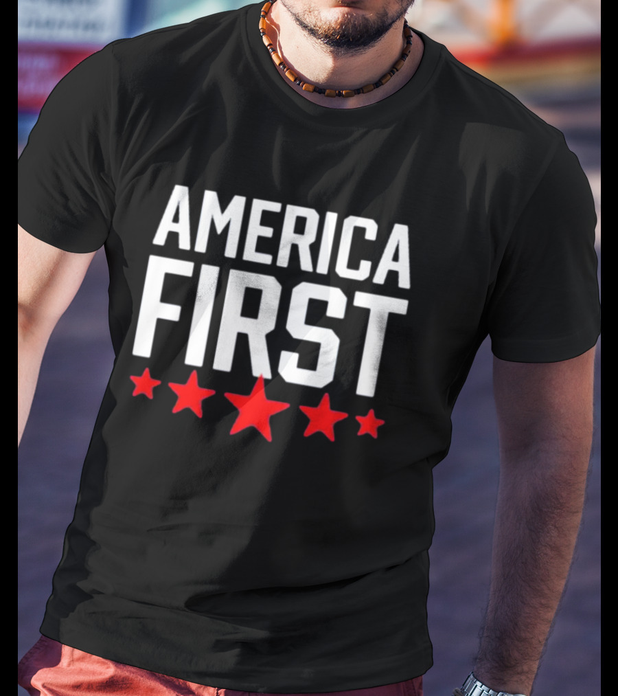 Scott Presler Wearing America First Red Stars T-Shirt