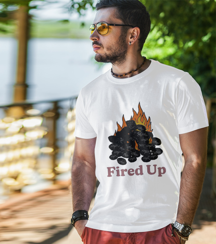 Fired Up Burning Coals And Flames T-Shirt