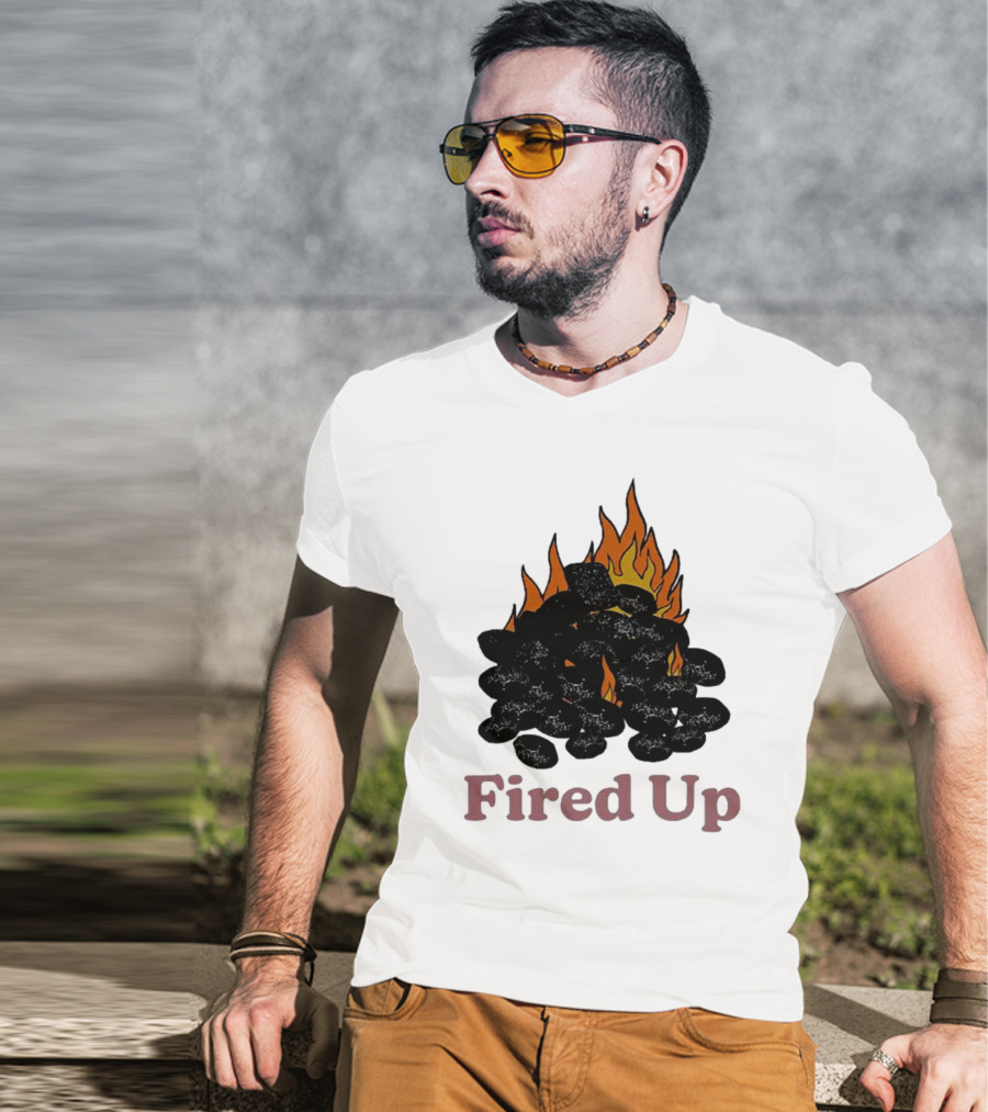 Fired Up Burning Coals And Flames T-Shirt