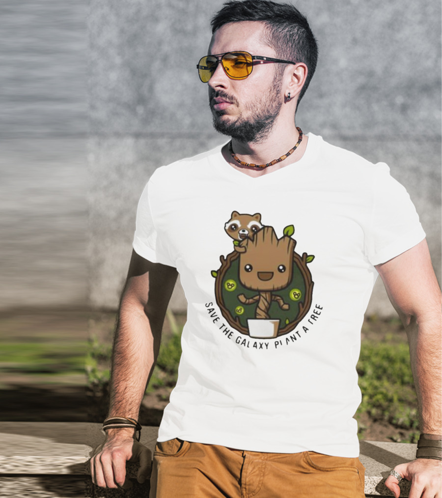 Save The Galaxy Plant A Tree Chibi Guardians Of The Galaxy T-Shirt